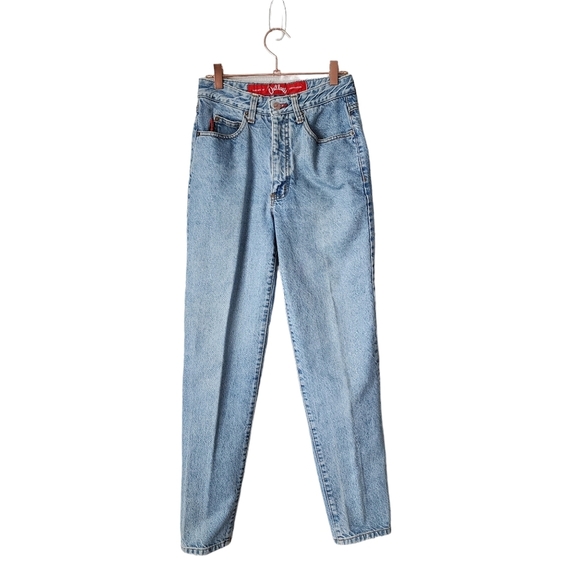 OUTLAW DENIM x VINTAGE High rise straight leg light wash rocker denim heart - Picture 2 of 7